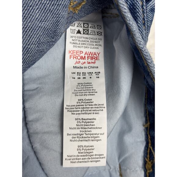 Pretty Little Thing Women’s Blue Split Hem Straight Leg Jeans Sz 6 NWT - Picture 9 of 9